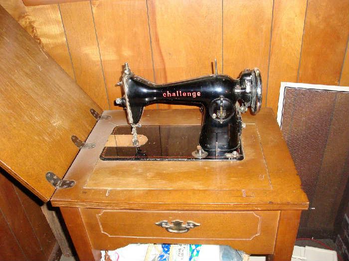 Antique sewing machine and case