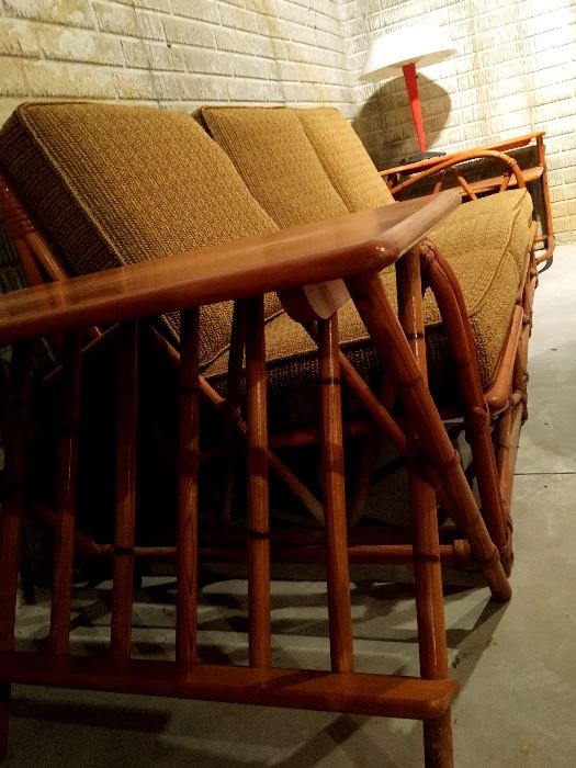 Three Cushion Bamboo Tiki Maple Sofa...