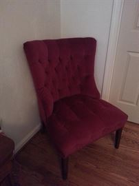 1940 ' s tufted chair in red velvet