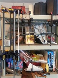 Ski poles, tools, shelf