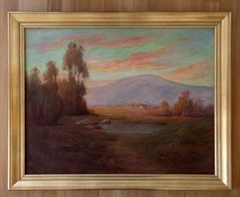 Edwin Munot Dawes (1872-1945), California twilight. 24x30 oil on canvas. 