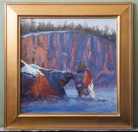 Oil on Linen, Tettegouche State Park, North Shore, Mn. 24x24. By Phillip Mueller
