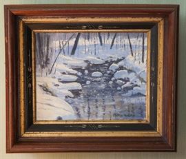 Winter Creek. Oil on board. 8x10.