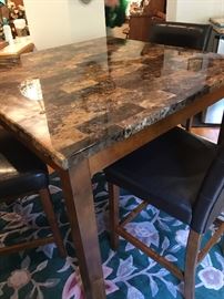 Counter Height Marble Veneer Table & Chairs