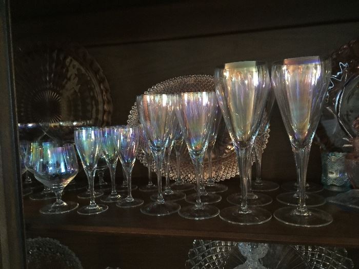 Clear Carnival Glass- Irredescent Glasses