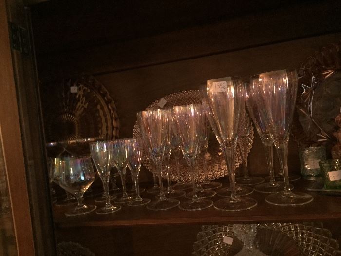 Iridescent/Clear Carnival Glassware  -
Very delicate and beautiful