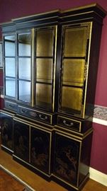 Chinoiserie China Cabinet Black Lacquer 
