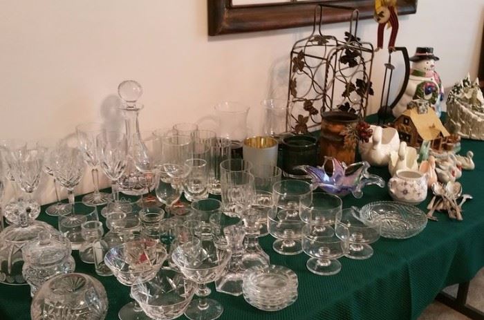 Crystal and glass barware, tabletop, serving pieces, wine rack, other cute smalls.