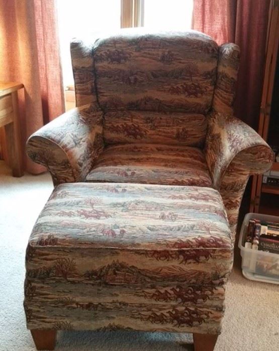 Fabulous Northwoods-inspired comfy chair and ottoman.