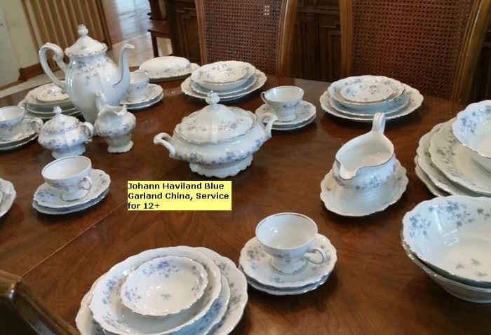 Johann Haviland "Blue Garland" china. Service for 12+ along with serving pieces