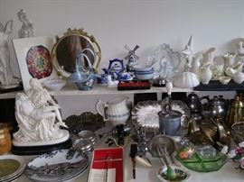 Some vintage kitchen, top shelf right is Belleek