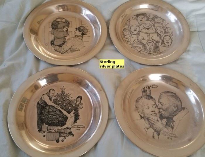 4 Sterling silver plates (Rockwell, by Franklin Mint)
