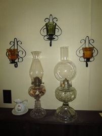 Kerosene lamps, wall sconces