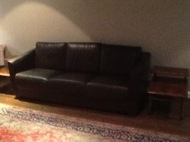 Nicoletti leather couch and Lane end tables 