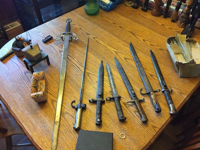 Antique bayonets and swords