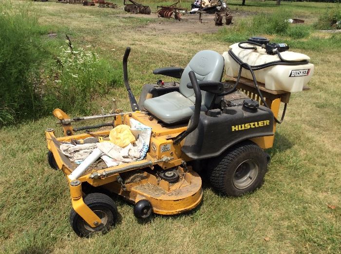 HUSTLER LAWN MOWER WORKS GREAT. HAS MANUAL AND HAS 317 ACTUAL HOURS