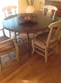 Wrought. Iron table and Country French chairs