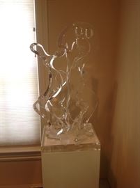 Modern lucite sculpture and pedestal, lights up, by Lucy Phelps