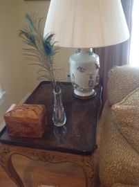Chinese porcelain lamp, Country French end table