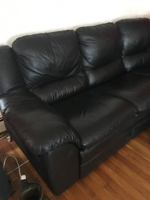 Black leather sectional sofa 