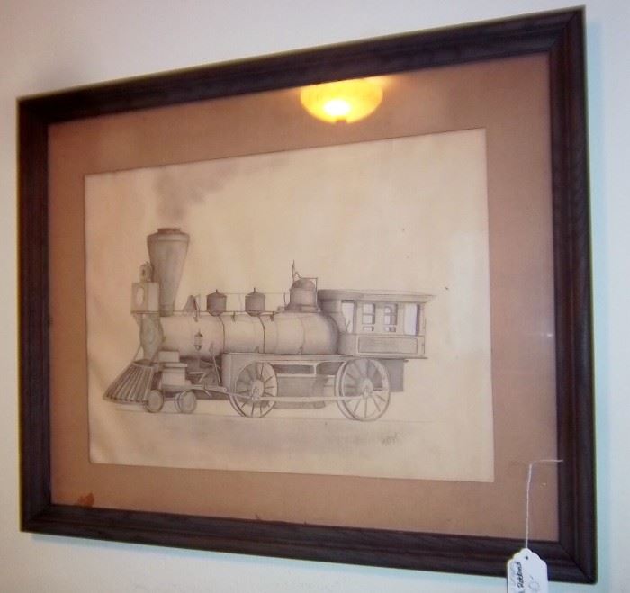 Pencil Drawing of Locomotive