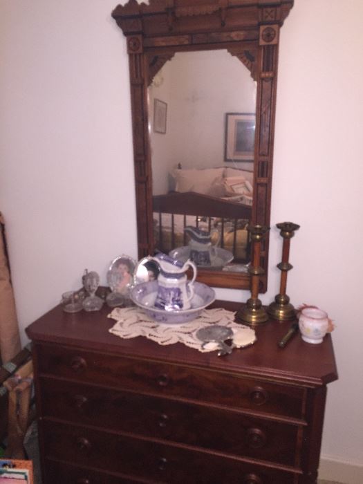 lovely dresser with mirror,  Bowl & Pitcher
