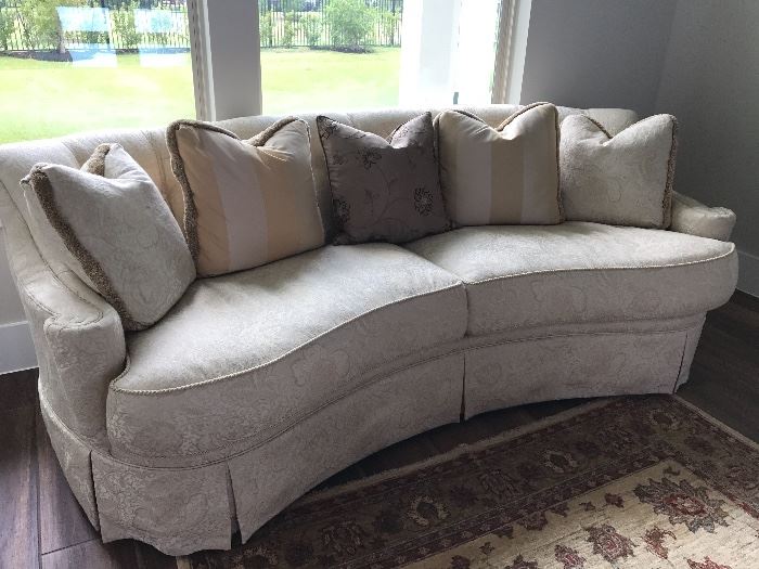 Thomasville ivory sofa with cushions.
