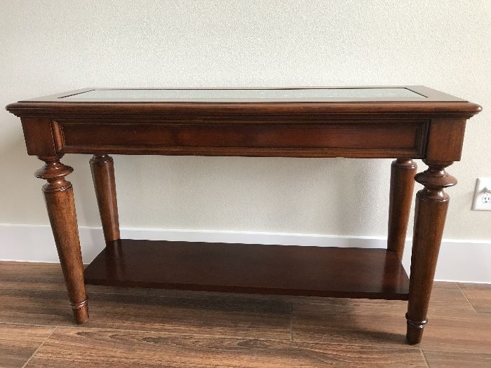 Bassett's console table best for formal or family room. 