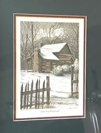 Print by Cotton Ketchie, 'Cherokee Homestead' signed & numbered 167/750.