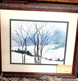 Watercolor by Dorothy Shumaker titled 'Winter Treasures', 1987.