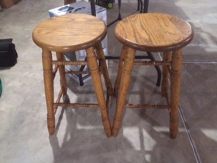 Pair of oak counter height stools