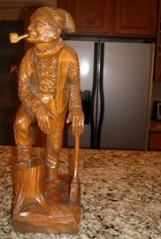 Tall, signed, hand carved wooden sculpture by Canadian artist
