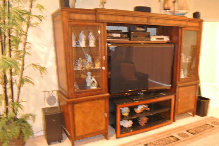 Tommy Bahama Style Flat Screen Entertainment Center w/ Display Cases - 58" Samsung TV 