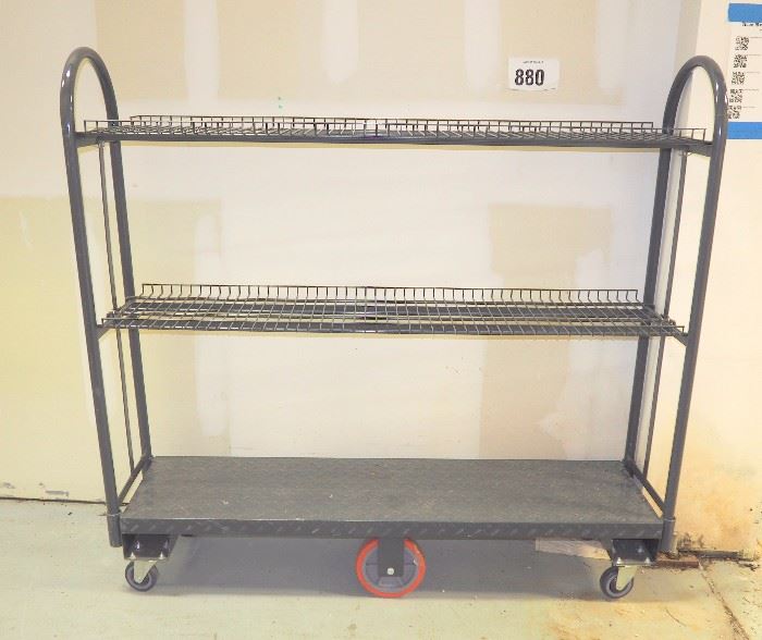 VersaCart Systems Rolling Inventory / Material Handling / Stocking U-Cart With Diamond Plate Shelf, Pivotable Center Wheels, Removable End Handles, 60"H x 64"W x 15.50"D