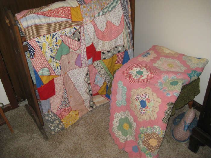 antique quilts, one on left is dated 1935