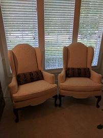 White Ethan Allen wing back chairs