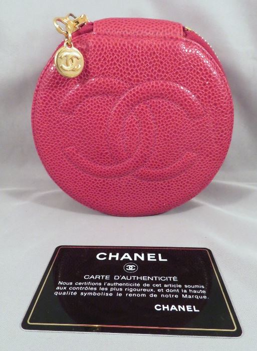 Authentic Vintage Chanel Red Caviar LeatherJewelry Case with Hologram Serial Sticker & Insert