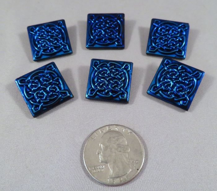 Set (6) Dichroic Luster Glass Celtic Knot Buttons
