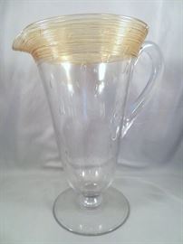 Fry Glass or Steuben Threaded Lemonade Pitcher with Control Bubble 