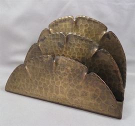 Arts & Crafts Period Roycroft Hammered Copper "Gingko" Letter Holder