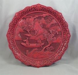 Large Chinese Cinnabar Lacquer Plate