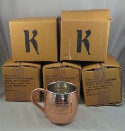 Set of (5) NEW IN BOX Ketel One Vodka 325th Anniversary Copper Moscow Mule Mugs 