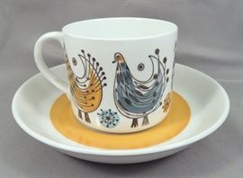 Rare Midcentury Modern Rorstrand "Fenix" Cup & Saucer
