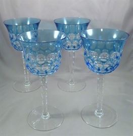 Stunning Set of (4) Waterford "Simply Pastel" Wine Glasses in Blue