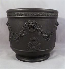 Beautiful Vintage Solid Black Basalt Wedgwood Jasperware Cache Pot