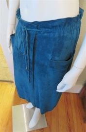 Vintage Gucci Suede & Silk Pocketed Skirt