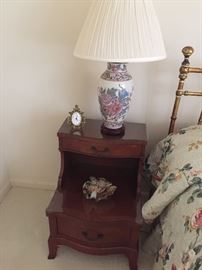 tiered side table with drawers - mahogany, lamp and more