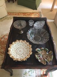 Fostoria candy and fruit dishes, hand-blown signed pieces and more!