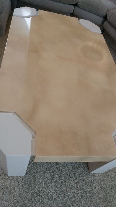 goat skin parchment modern cocktail table