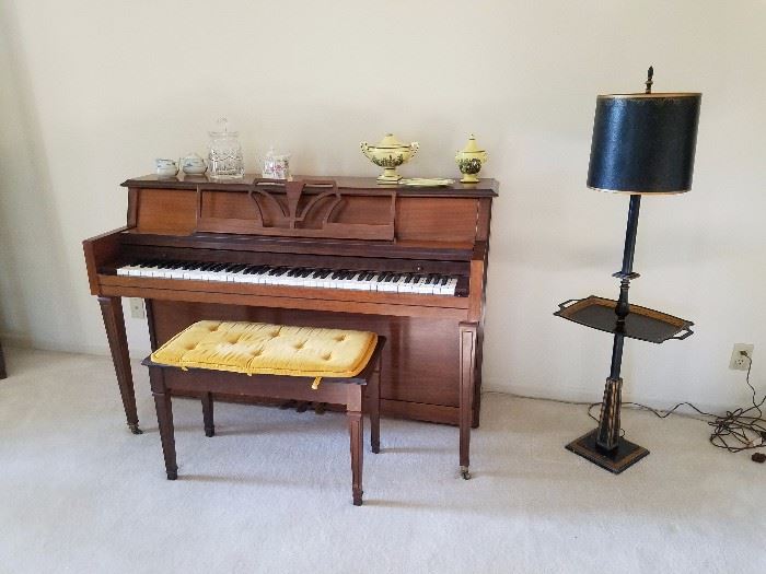 Piano and a very cool floor lamp
